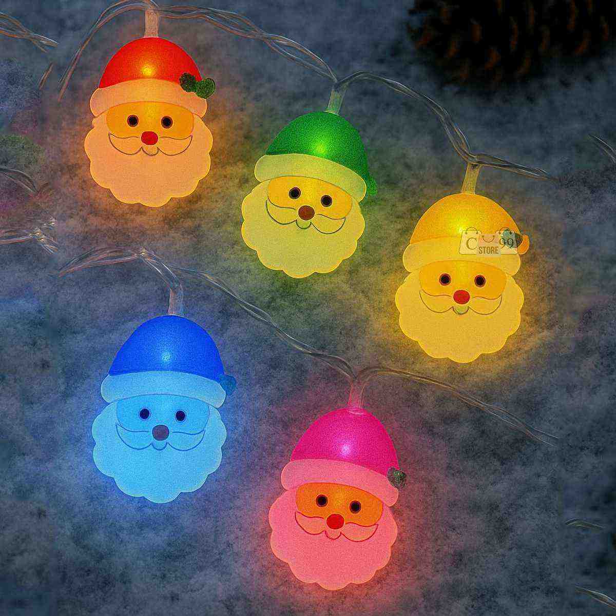 Luces De Navidad Papá Noel 5mt, Luz Cálida o Luz Multicolor