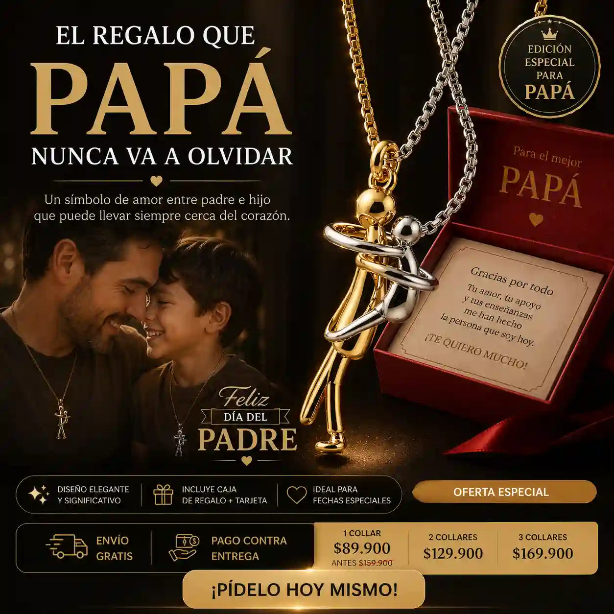 ABRAZO ETERNO PAPÁ e HIJO + Caja + tarjeta