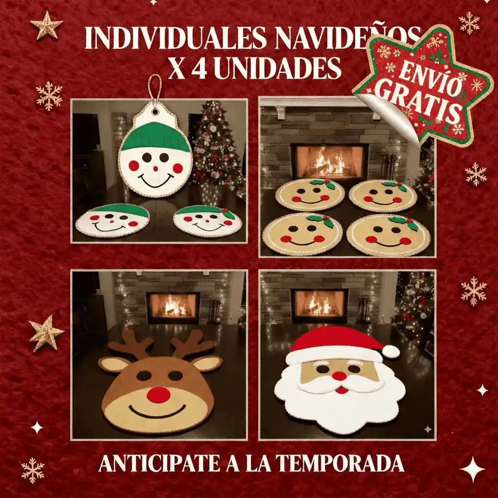 Individuales Navideños de Mesa x4 🎅✨