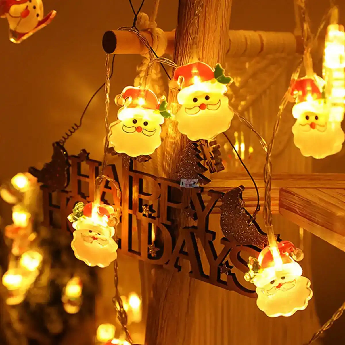 Luces De Navidad Papá Noel 5mt, Luz Cálida o Luz Multicolor