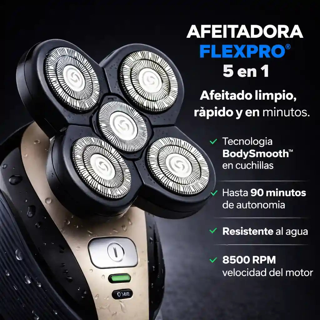 FlexPro® 5 en 1 Afeitado uniforme y cómodo en minutos.