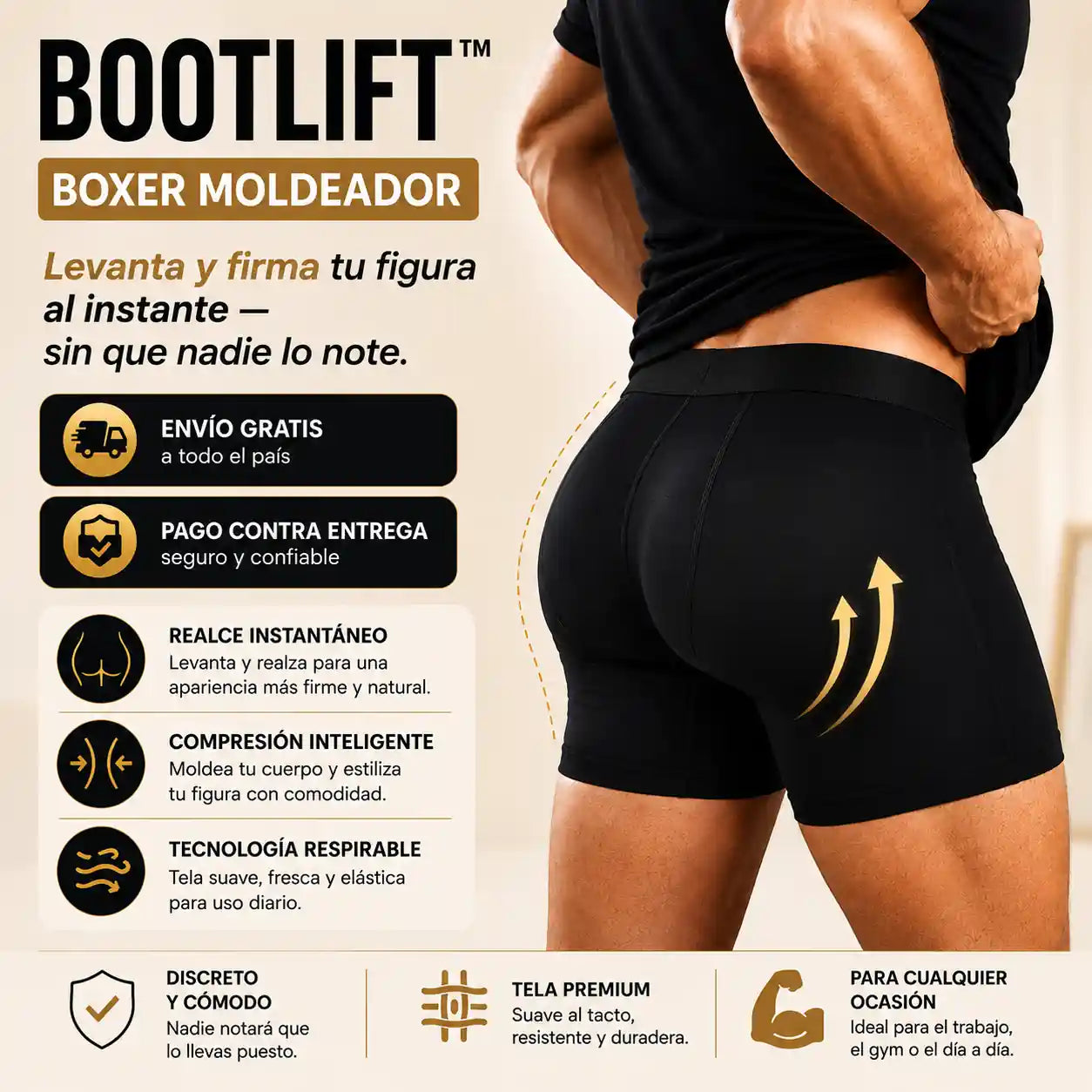 BootLift™ Boxer que levanta y moldea tu figura al instante.