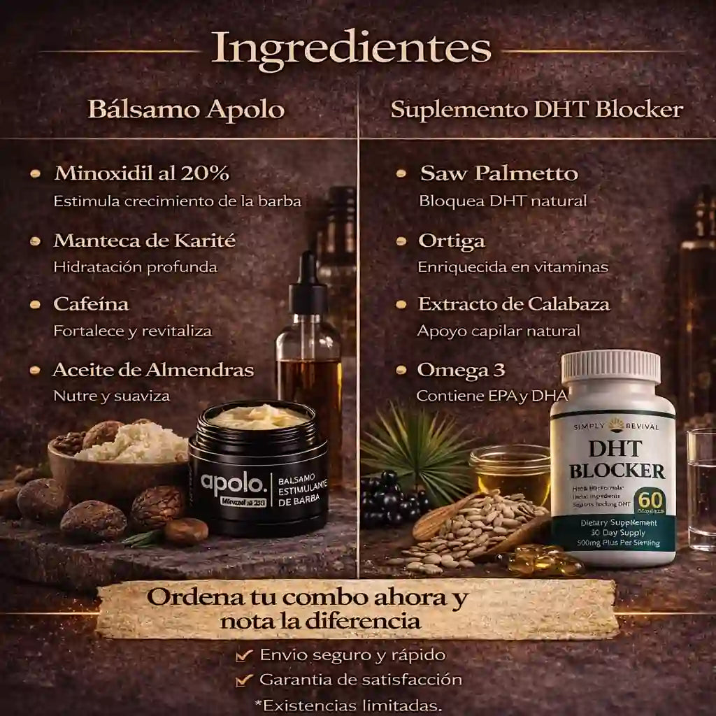 COMBO BALSAMO APOLO X2 + DHT BLOCKER SUPLEMENTO