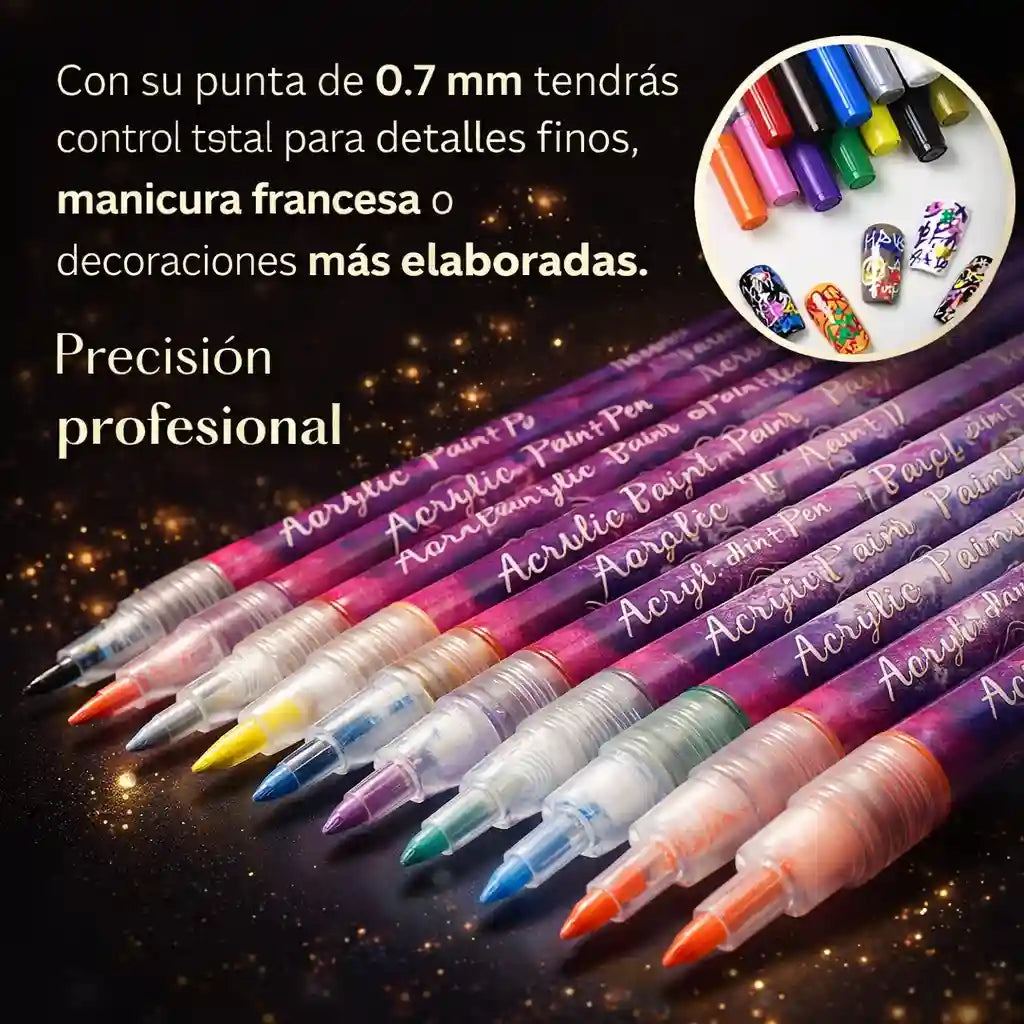 ProNails™ – Marcadores para Decorar Uñas X 12 UNDS
