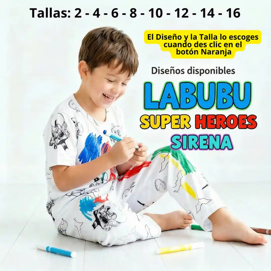 PIJAMA COLOREABLE | Marcadores Lavables Incluidos