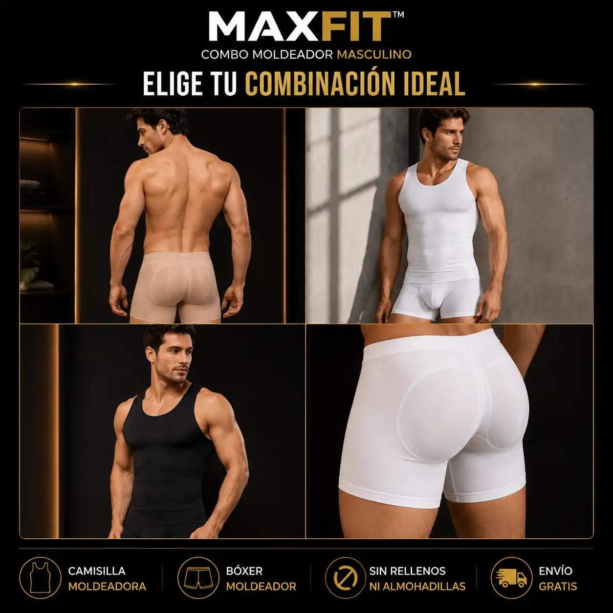 MAXFIT™ | Bóxer Levanta Cola + Camisilla Premium