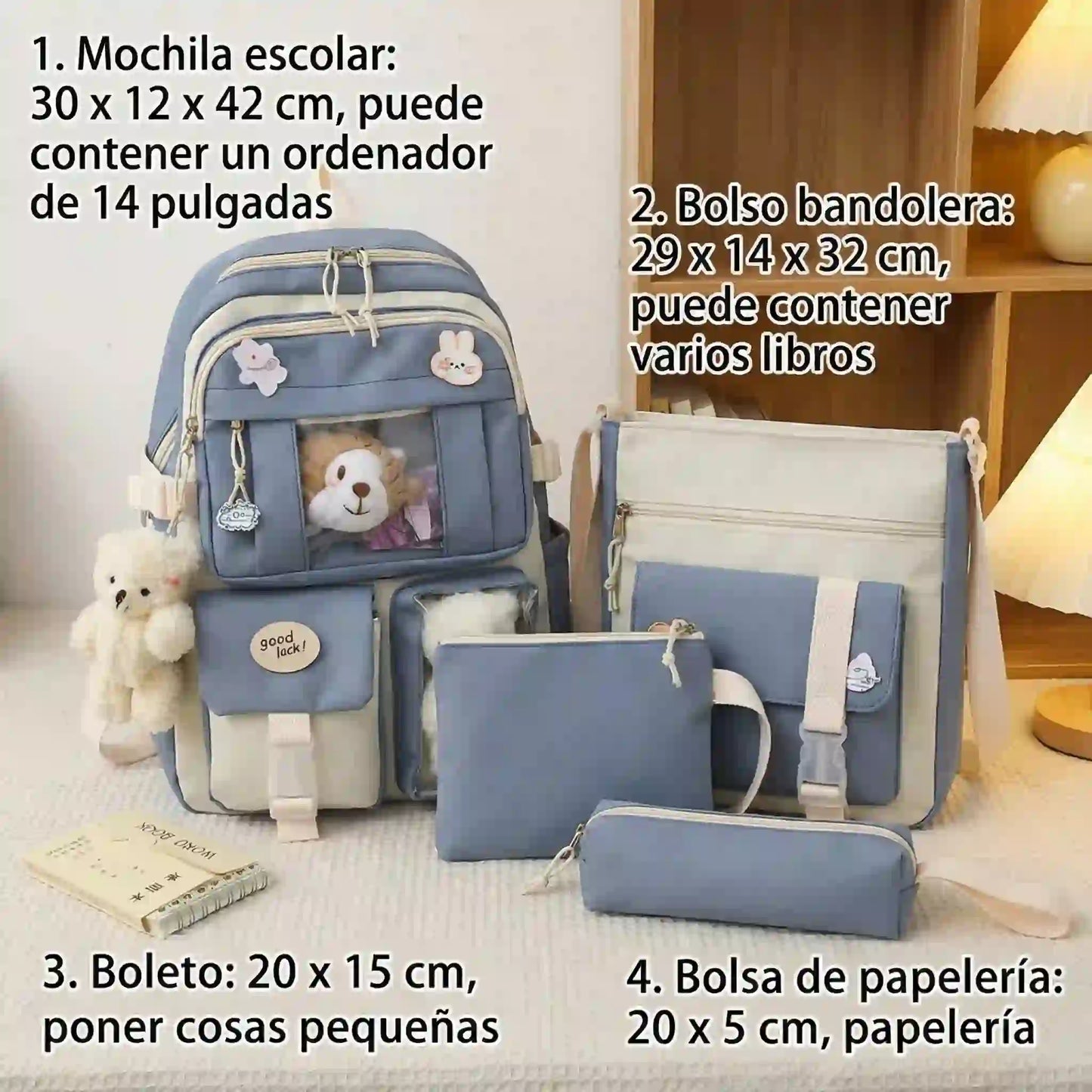Kit Maleta Kawaii Set 4 Piezas | Envió Gratis