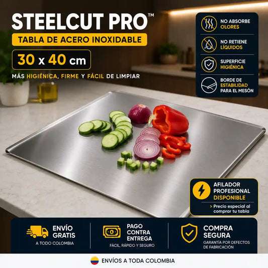 Tabla de Corte Profesional 30×40 cm — Acero Inoxidable