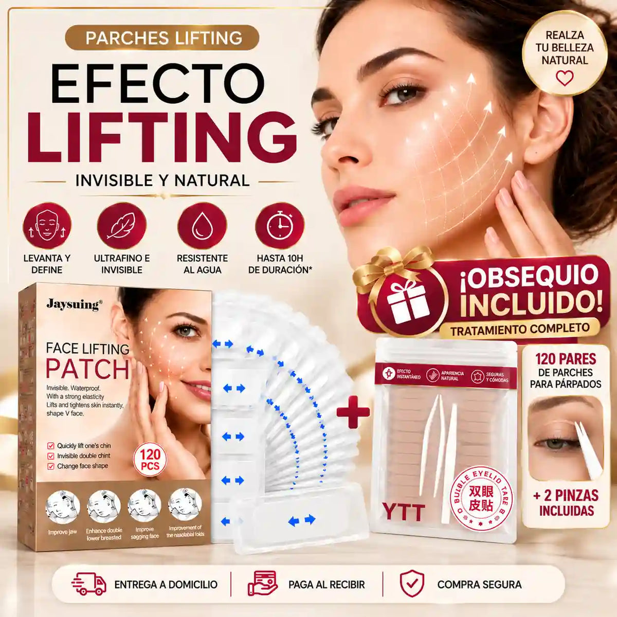 V-Lift Patch™ Cintas Faciales Reafirmantes 120 Piezas + Obsequio