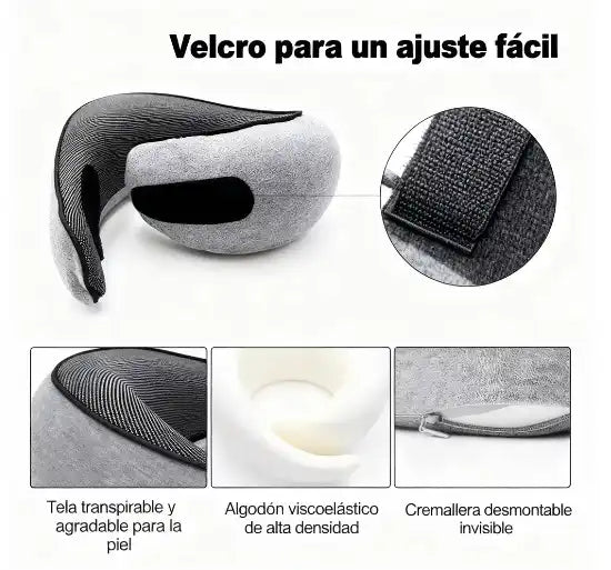 COMFYPLUS™ ALMOHADA VIAJERA + ACCESORIOS (Tapa oídos, Antifaz, Bolsa impermeable)