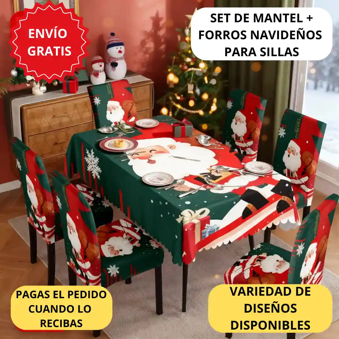 SET MANTEL CON FORROS NAVIDEÑOS 🎅🎄