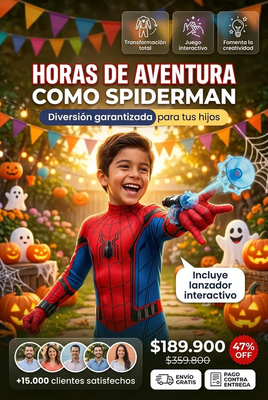 DISFRAZ SPIDERMAN + LANZADOR DE TELARAÑAS