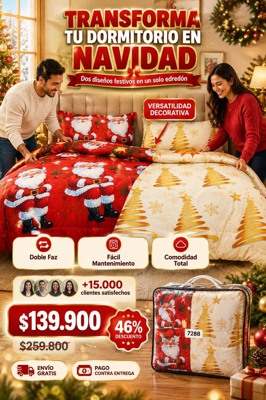 EDREDON NAVIDEÑO DOBLE FAZ